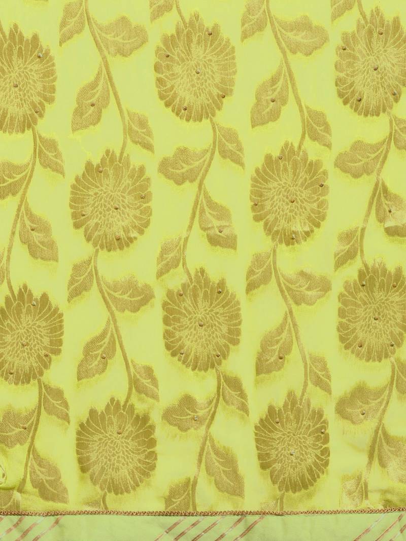 Lime Green Hand Embellished Gota Patti Sustainable Saree