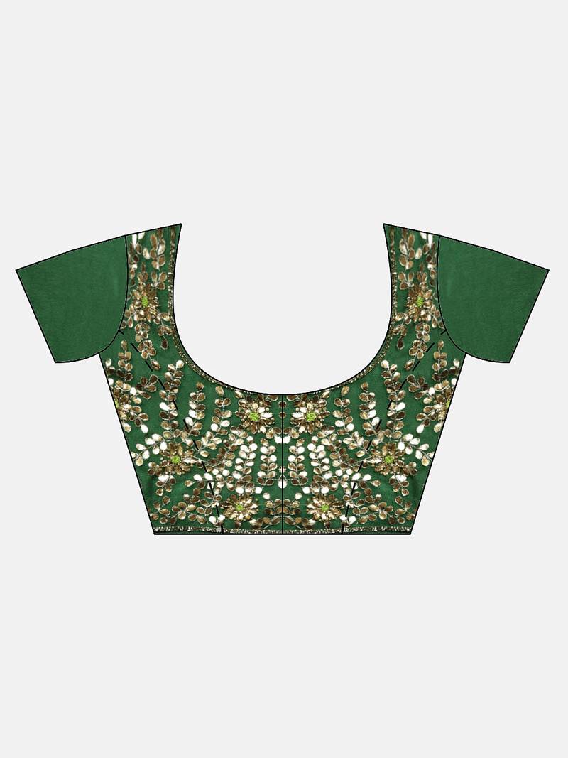 Lime Green Hand Embellished Gota Patti Sustainable Saree