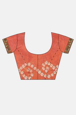 Hand Dyed Black & Orange Bandhani Silk Sustainable Saree 5