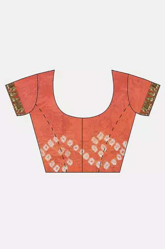 Hand Dyed Black & Orange Bandhani Silk Sustainable Saree