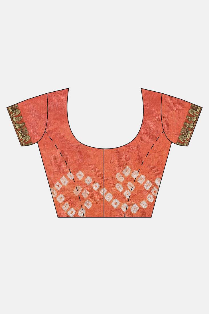 Hand Dyed Black & Orange Bandhani Silk Sustainable Saree