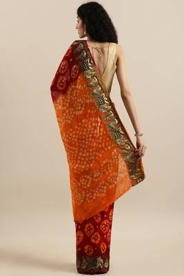Bandhani Printed Zari Detailed Bandhani Saree 2