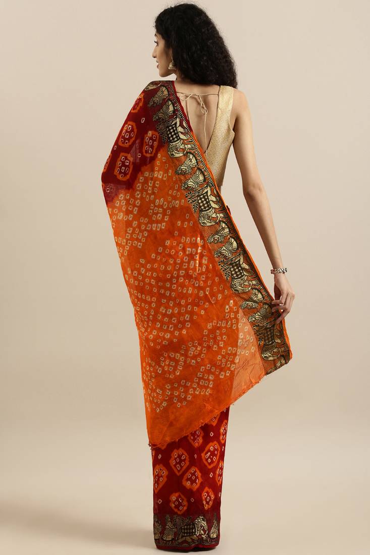 Bandhani Printed Zari Detailed Bandhani Saree
