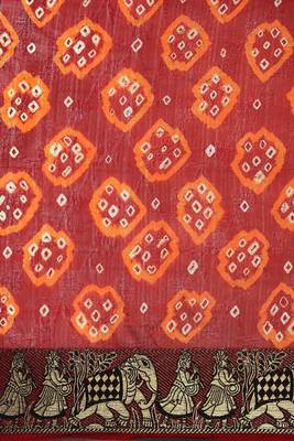 Bandhani Printed Zari Detailed Bandhani Saree 3