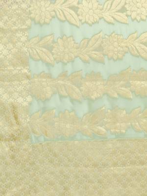 Mint Green Floral Hand Woven Georgette Sustainable Saree 4