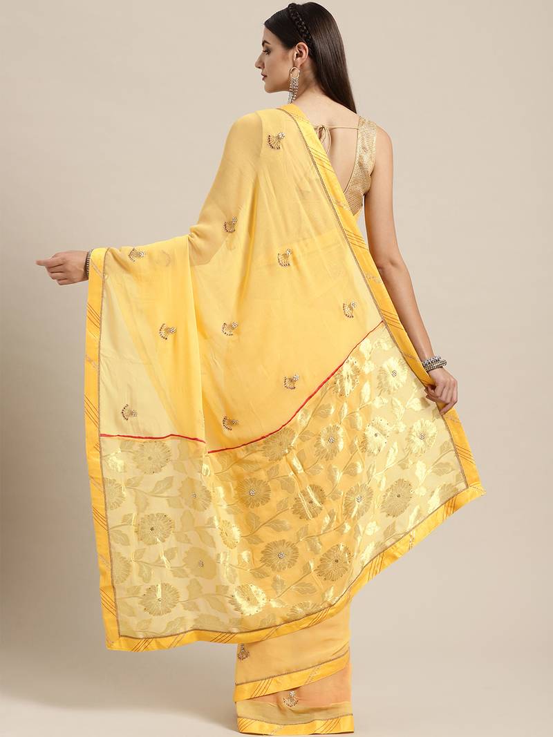 Floral Embellished Stone Work Saree