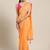 Handcrafted Orange Gorgette Sustainable Saree