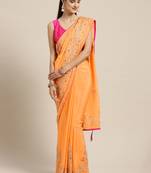 Handcrafted Orange Gorgette Sustainable Saree