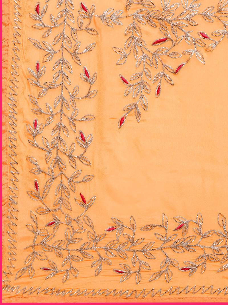 Handcrafted Orange Gorgette Sustainable Saree