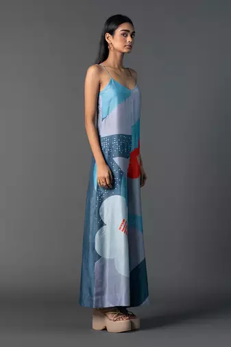 Light blue dupion silk jumpsuit