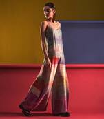 Multi-coloured dupion silk jumpsuit