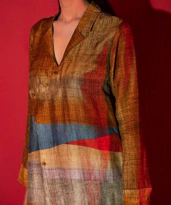 Deep gold dupion silk dress 3