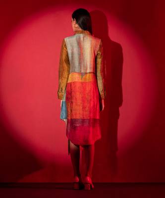 Deep gold dupion silk dress 4