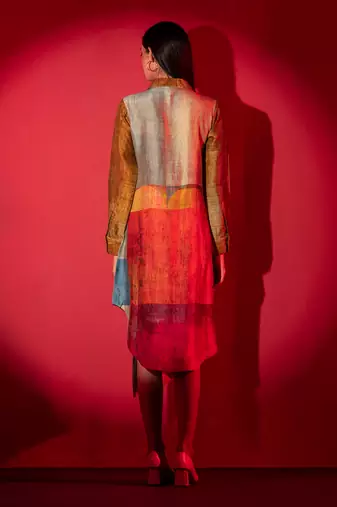 Deep gold dupion silk dress