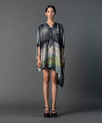 Deep grey dupion silk dress 1