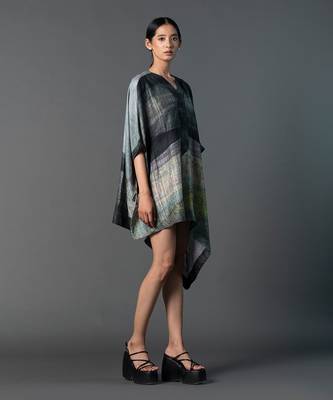 Deep grey dupion silk dress 3