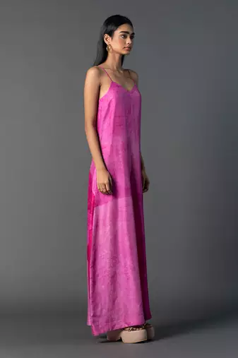 Soft pink dupion silk jumpsuit