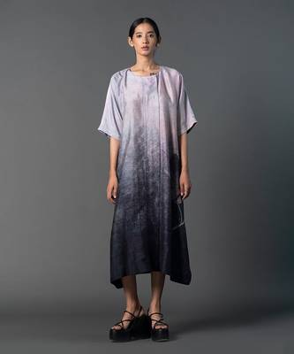 Grey & silver combo dupion silk dress 1