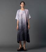 Grey & silver combo dupion silk dress