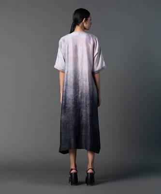 Grey & silver combo dupion silk dress 3