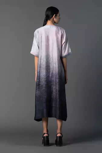 Grey & silver combo dupion silk dress