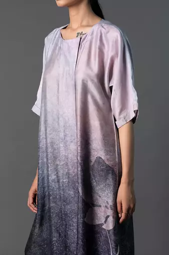 Grey & silver combo dupion silk dress