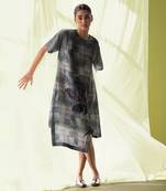 Light & dark grey combo dupion silk dress