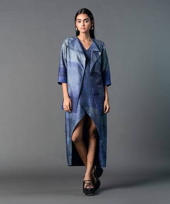 Royal blue dupion silk dress 1
