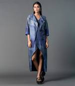 Royal blue dupion silk dress