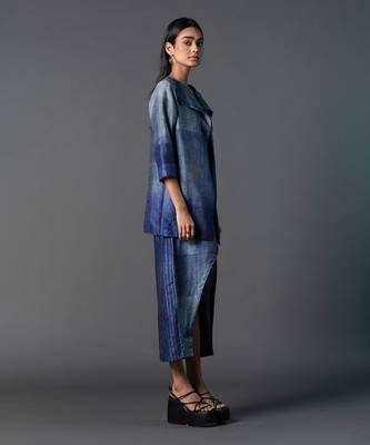 Royal blue dupion silk dress 3