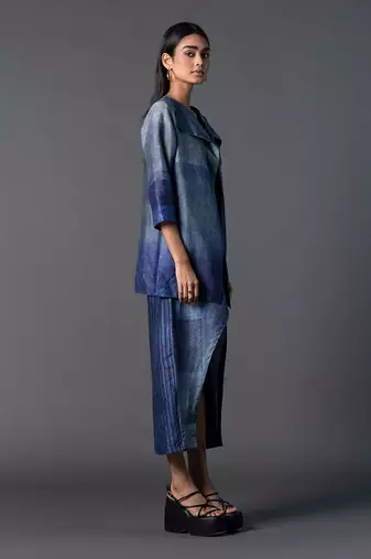 Royal blue dupion silk dress