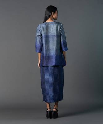 Royal blue dupion silk dress 4