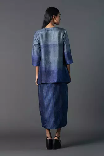 Royal blue dupion silk dress