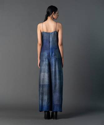 Royal blue dupion silk jumpsuit 3