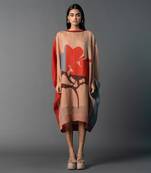 Beige & red combo japenese quash dress