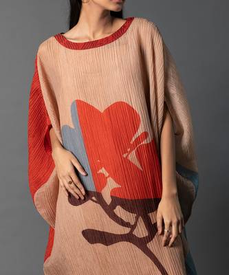 Beige & red combo japenese quash dress 3