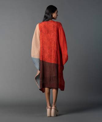 Beige & red combo japenese quash dress 4