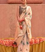 Organza Printed Cream Contemporary Saree