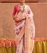 Organza Printed Light Pink Contemporary Saree