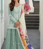 PISTA GREEN EMBROIDERD WORK RAYON COTTON PAKISTANI SALWAR SUIT
