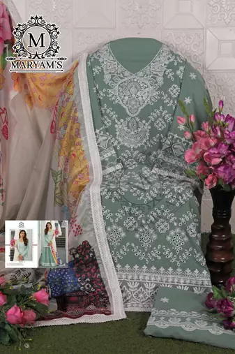 PISTA GREEN EMBROIDERD WORK RAYON COTTON PAKISTANI SALWAR SUIT