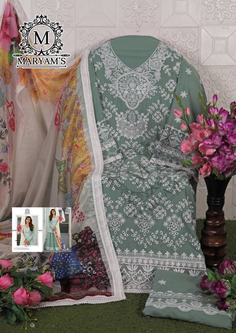 PISTA GREEN EMBROIDERD WORK RAYON COTTON PAKISTANI SALWAR SUIT