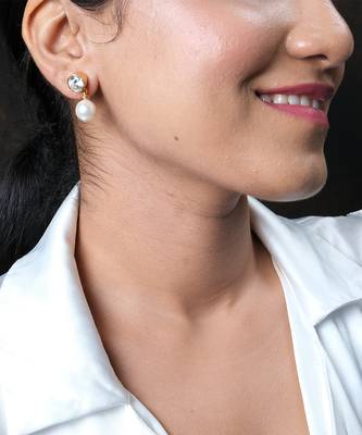 Cubic ziconia and pearl earrings 2