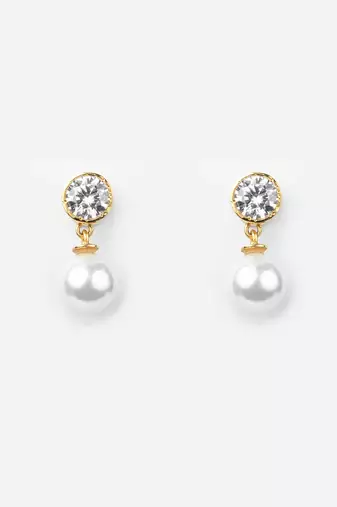 Cubic ziconia and pearl earrings