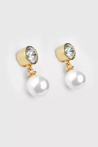 Cubic ziconia and pearl earrings