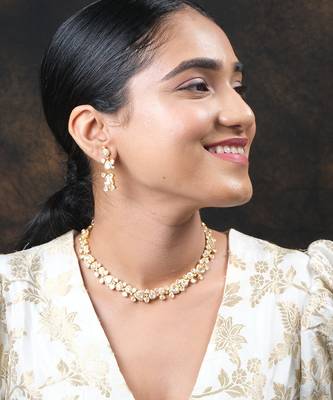 Moissanite polki necklace set 1