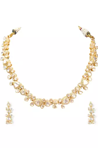 Moissanite polki necklace set