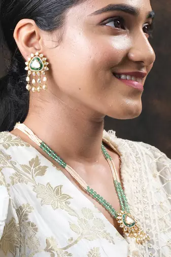 Moissanite polki necklace set