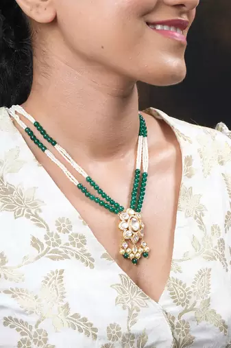 Moissanite polki necklace set