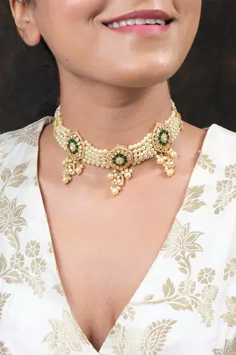 Moissanite polki necklace set